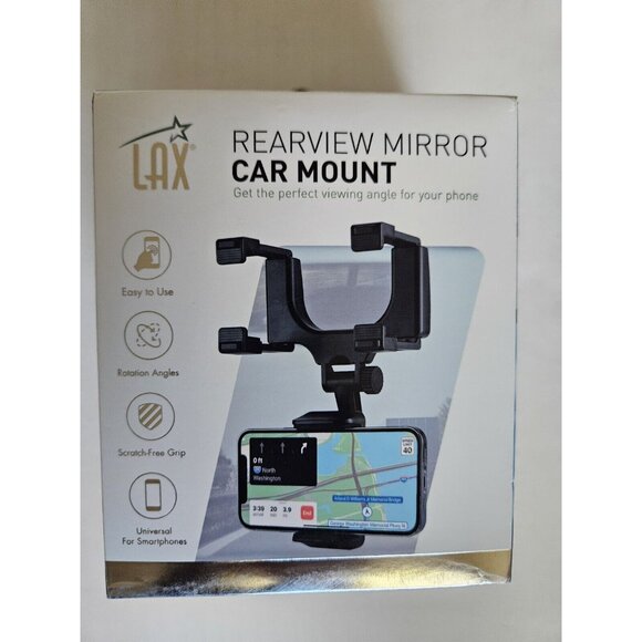 LAX Rearview Mirror Car Phone Mount With 360 Degree Rotation (No Box Included) - Picture 6 of 9